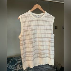 Cos White Patterned Sweater Vest M
